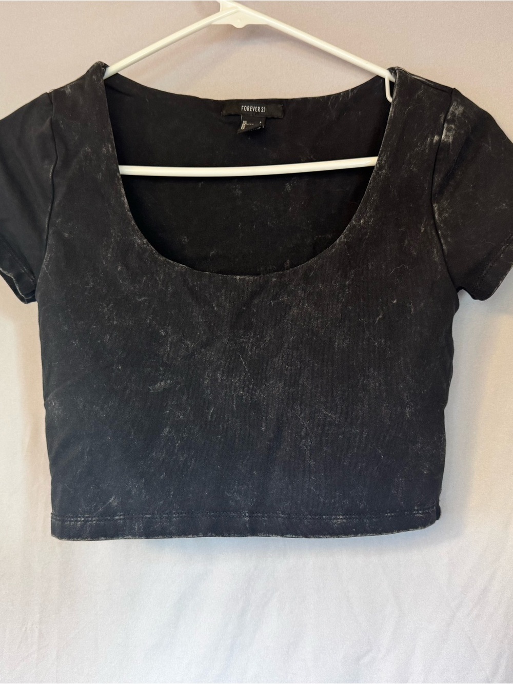 Forever 21 Black Washed Scoop Neck Crop Top